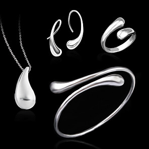 Per donna Parure di gioielli - Argento placcato Donne, Essenziale, Di tendenza Includere Bracciali a catena e maglie Orecchini a goccia Collane con ciondolo Anello di polsino Argento Per Regali di